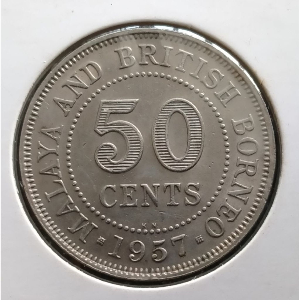 Koin Kuno Malaya and British Borneo 50 Cents 1957 langka