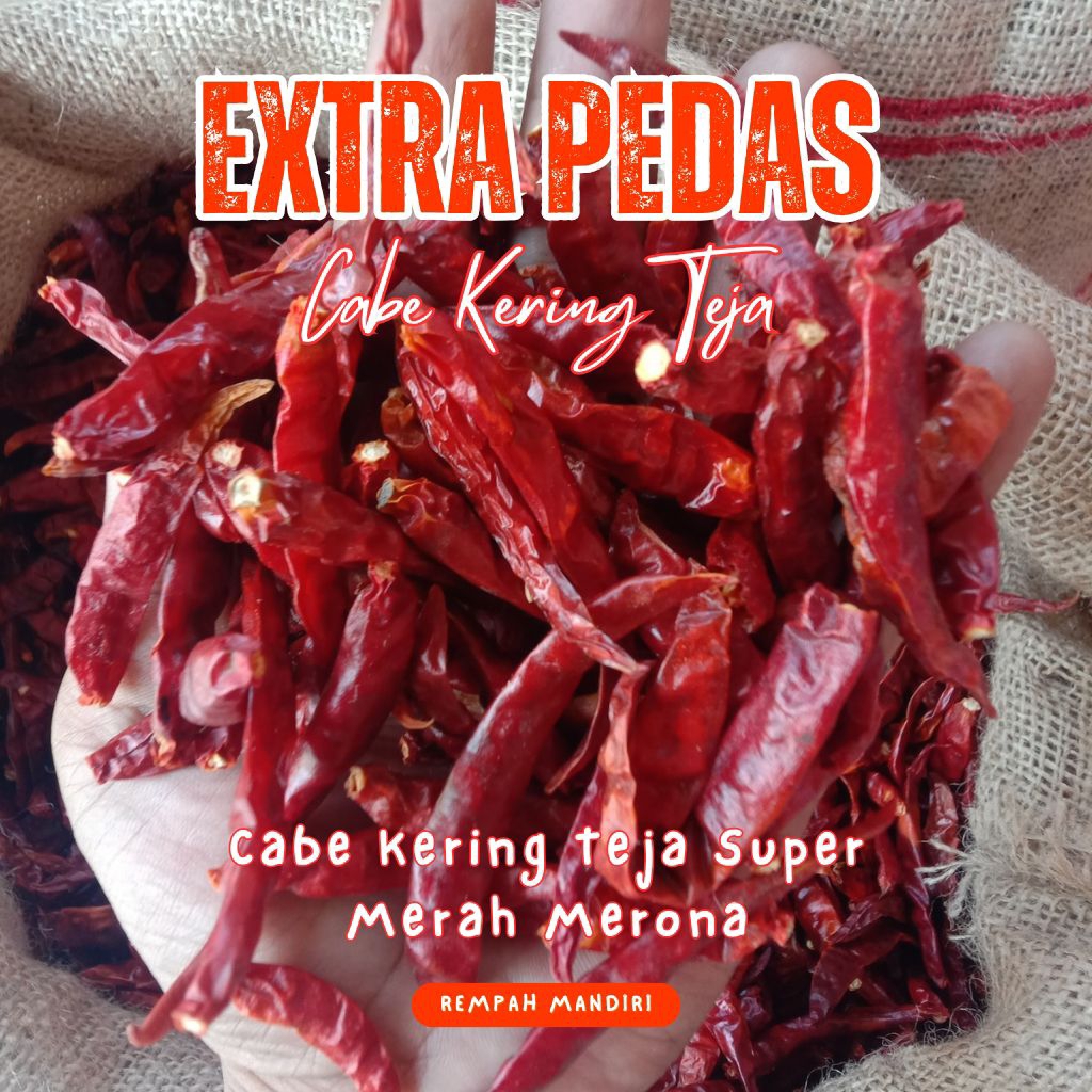 

Cabe Kering Teja Grade A Extra Pedas Merah Merona