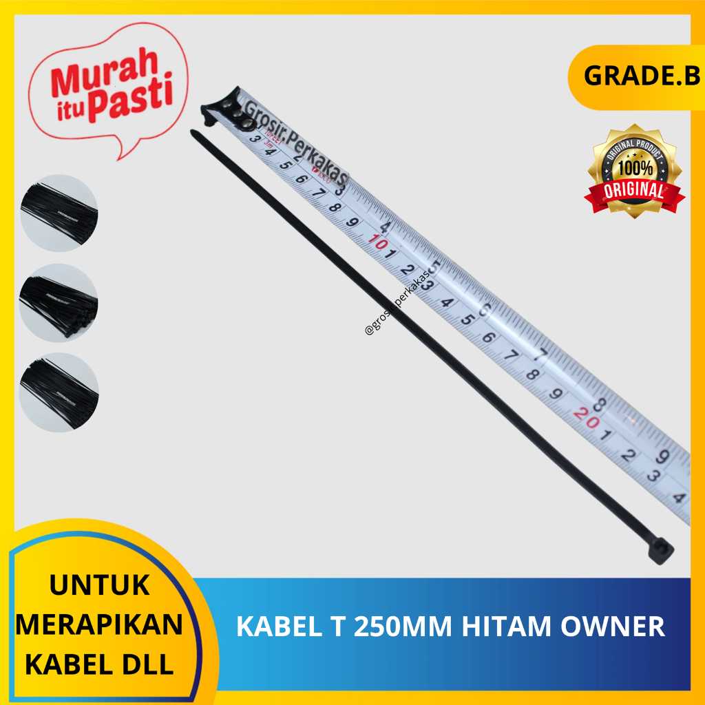 

KABEL T 250MM PUTIH OWNER - ties tie tis tish-250mm 25cm - putih & hitam Isi100 pcs.[B][#KABEL TIES]