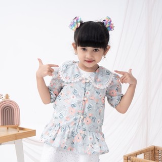Delova Kids - BLOUSE KAMARI Setelan Atasan Anak Renda Daisy Flower Korea Style Lengan Pendek
