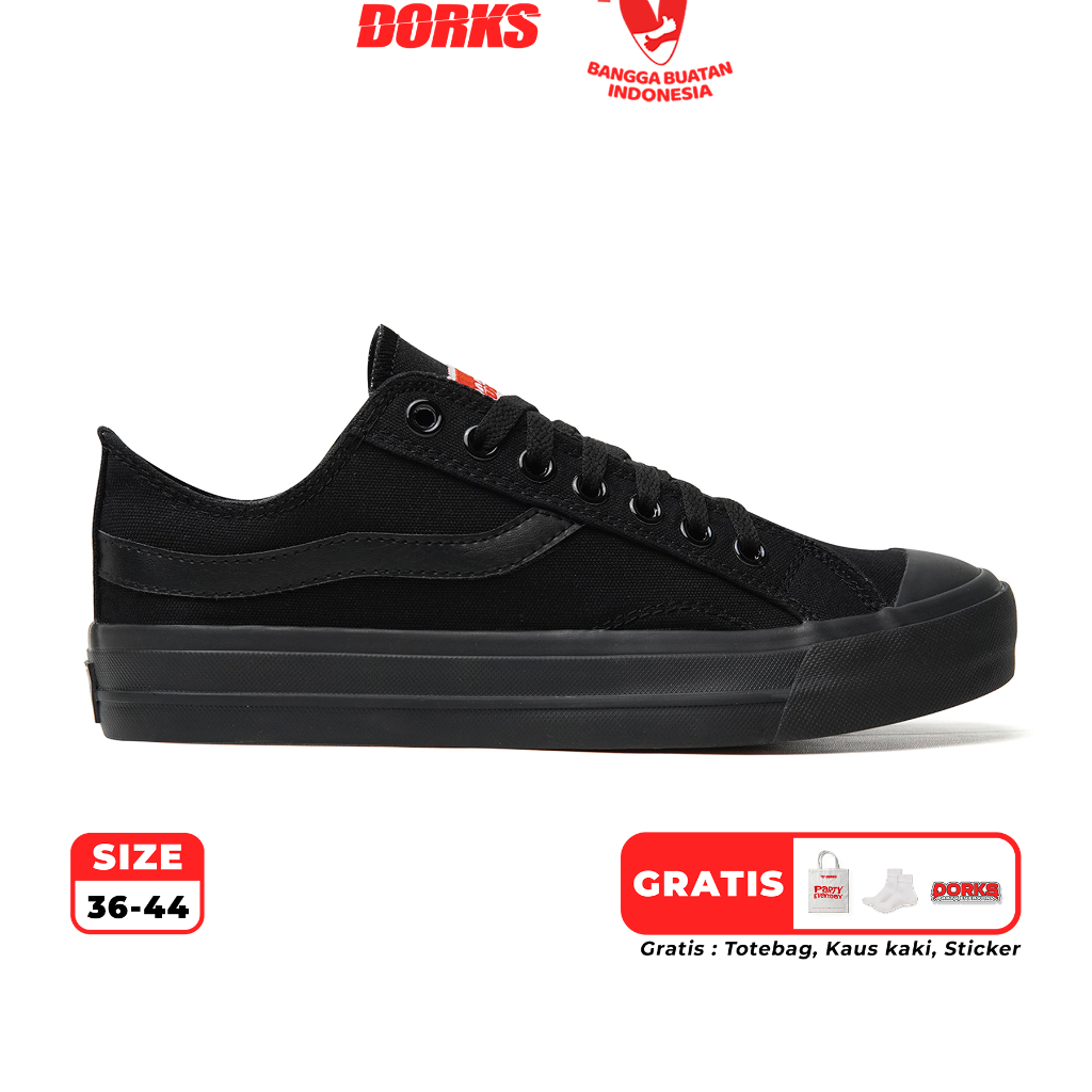 Dorks - Classic Cosplay  Full Black Sepatu Sneakers Casual Pria Wanita