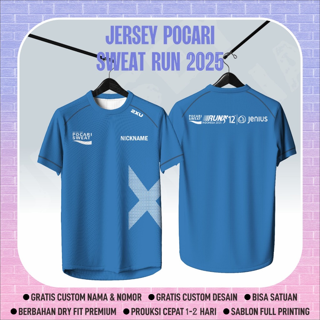 Baju Jersey Running POCARI SWEAT RUN 2XU 2025 – Gratis Custom & Berbahan Dryfit, Full Printing