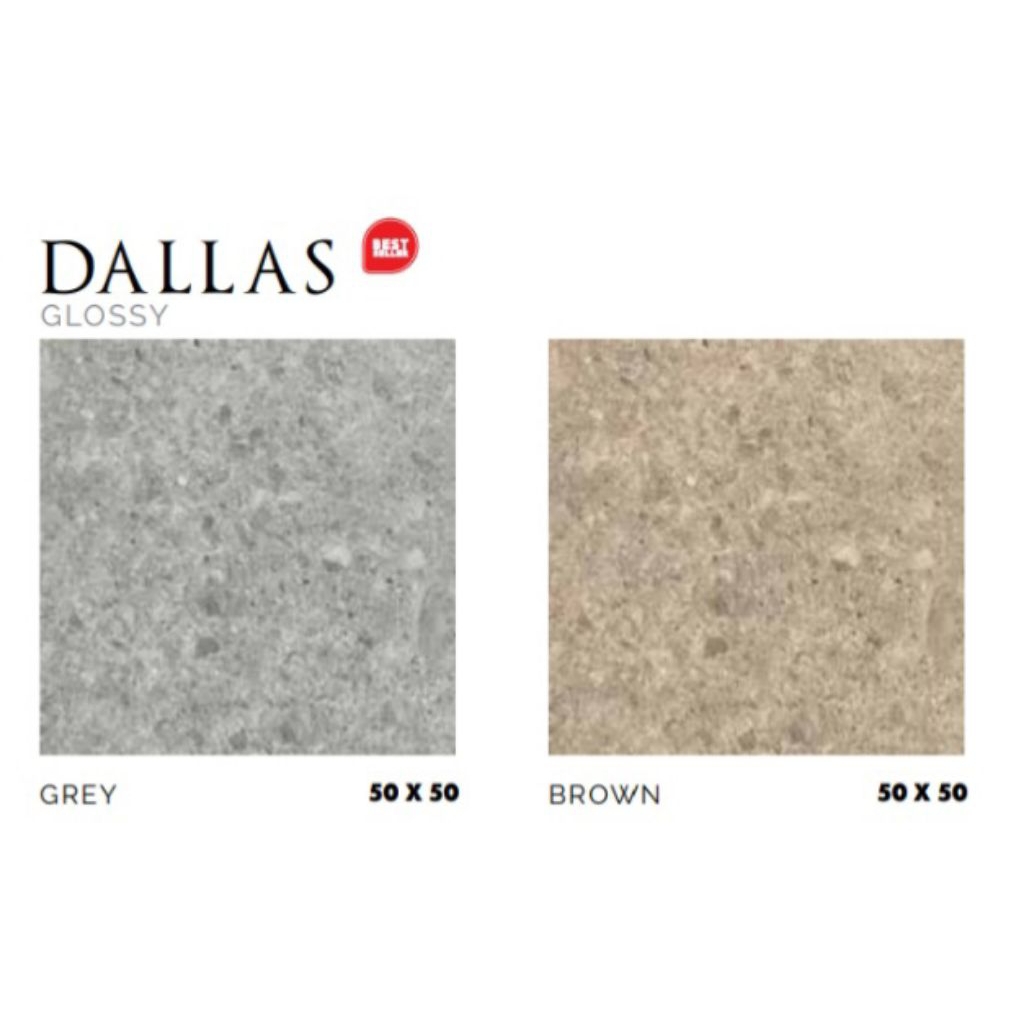 KWRAMIK MERK PLATINUM TIPE DALLAS GREY BROWN UKURAN 50X50 WARNA ABU DANCOKLAT PERMUKAAN TEKSTURE GLO