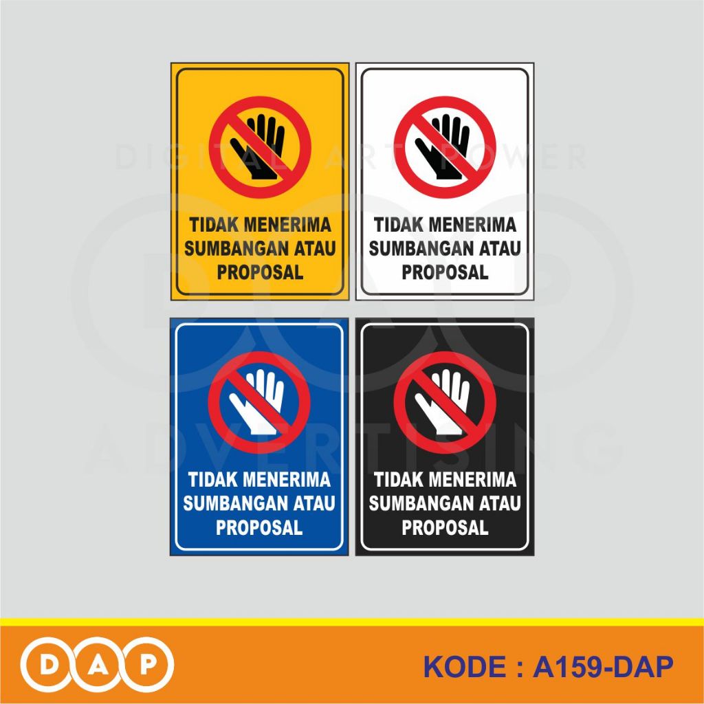 

A159 - Acrylic Sign, Stiker Akrilik Tidak Menerima Sumbangan atau Proposal, Tahan Air, Bisa Custom