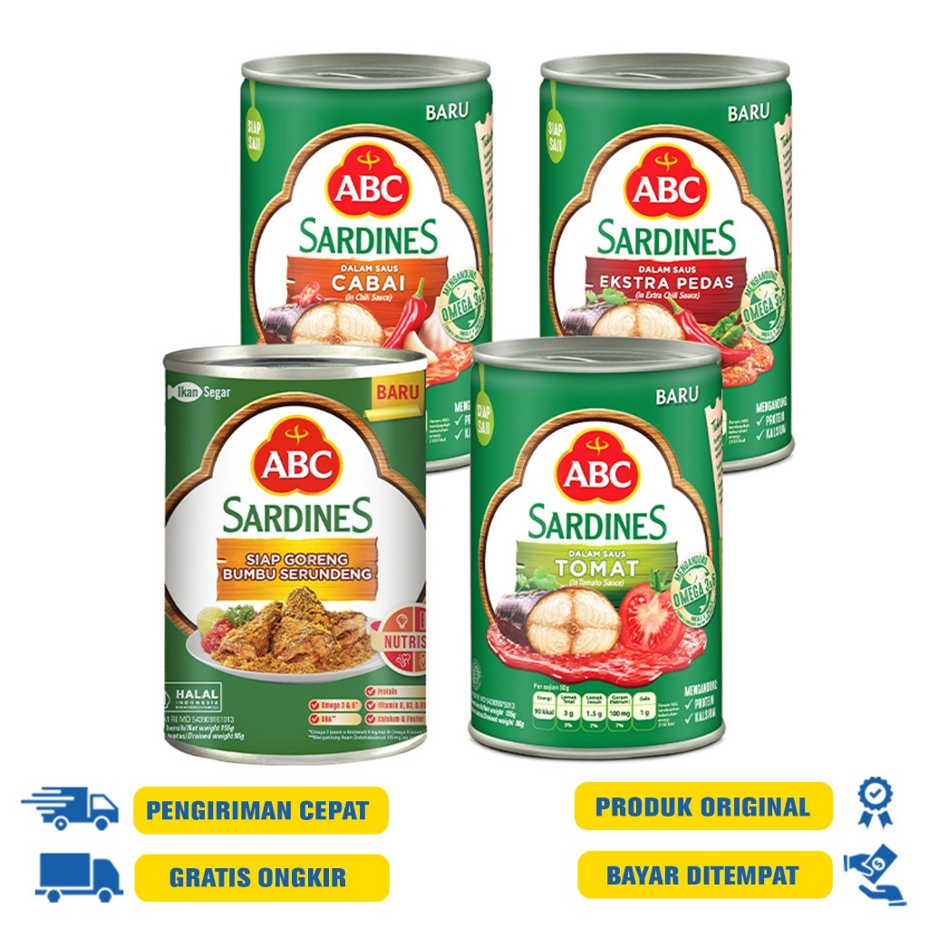 

Abc Sardines 400 | 425 | 155 G.R - Bumbu Serundeng | Tomat | Chili | Extra Pedas