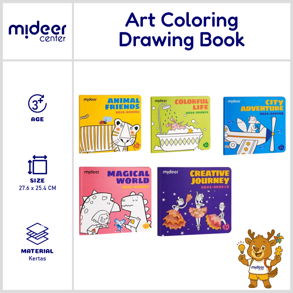 

Mideer Buku Gambar Mewarnai - Drawing Coloring book kartun | Buku Bergambar Mainan Edukasi Anak
