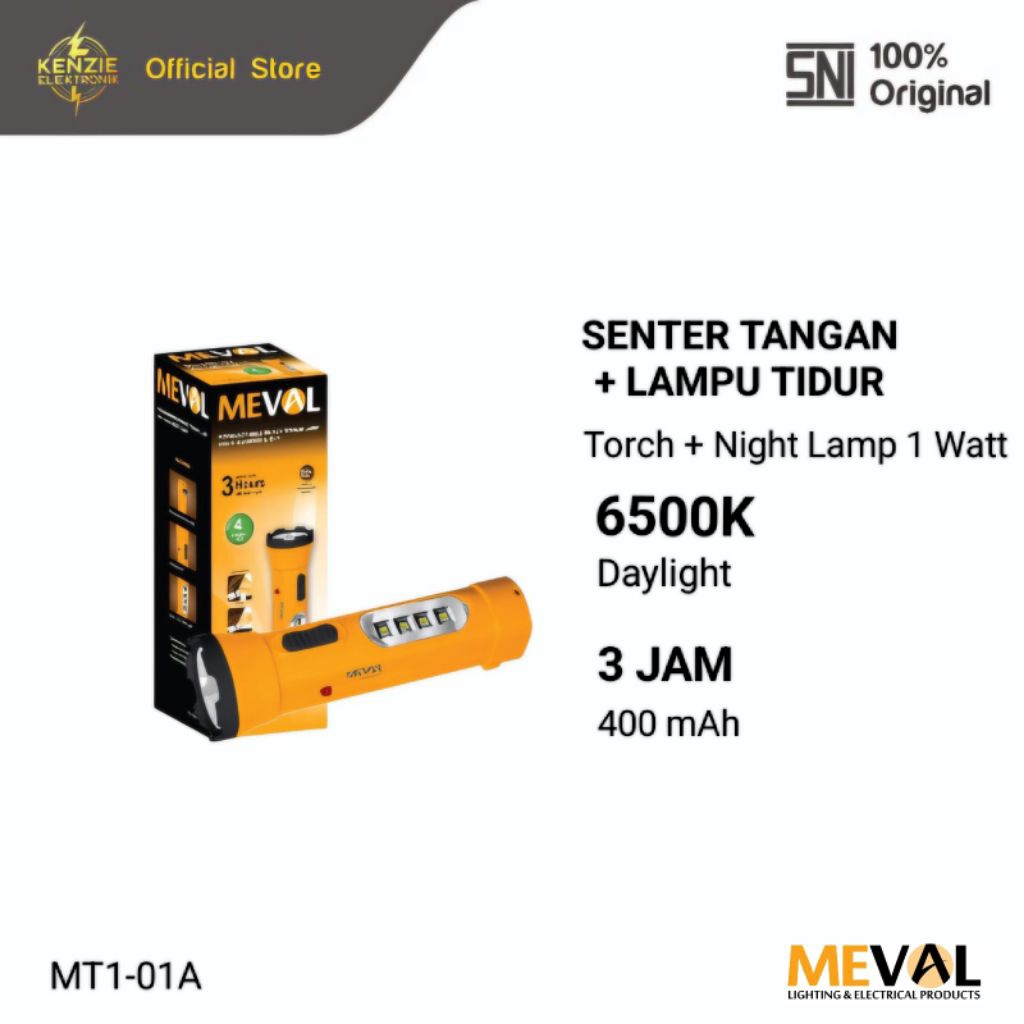 MEVAL SENTER LAMPU TIDUR 4 LED EMERGENCY MT1-01A