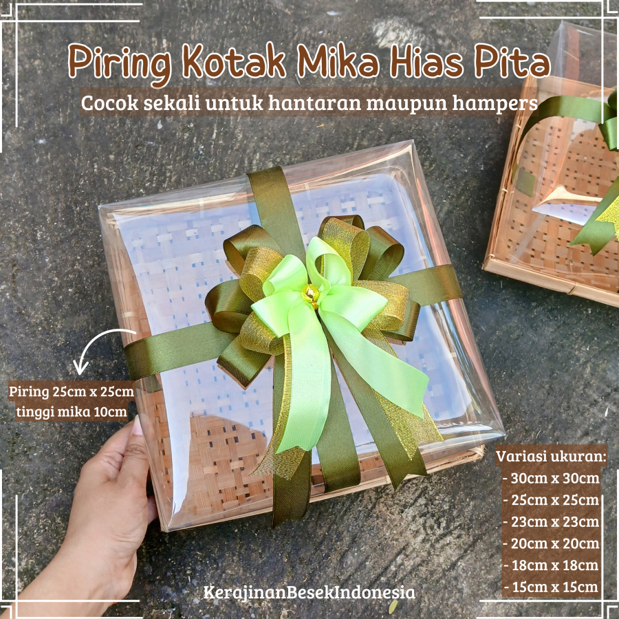 

BOX MIKA HANTARAN PERNIKAHAN /HAMPERS BONUS PITA CANTIK Piring kotak banyak ukuran mika parsel murah bambu