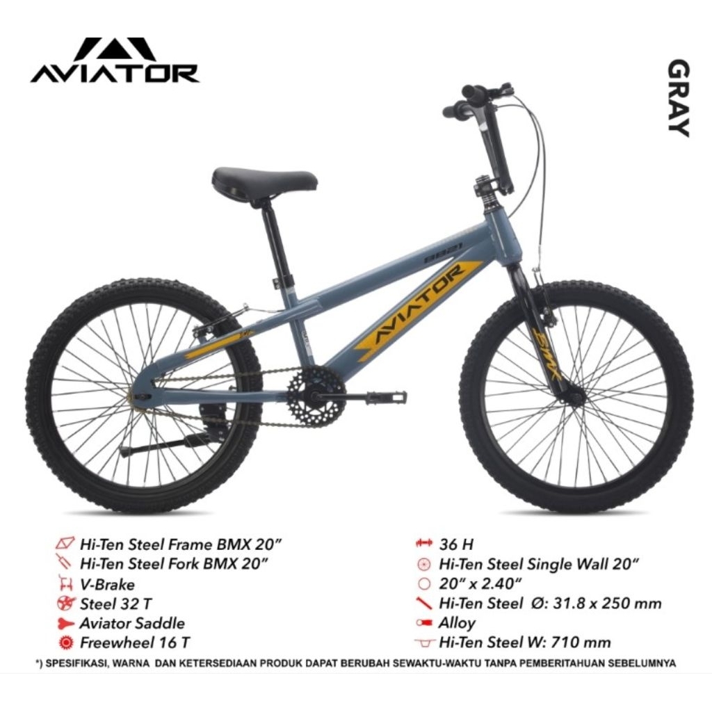 sepeda bmx 20 inch aviator ban 2.40