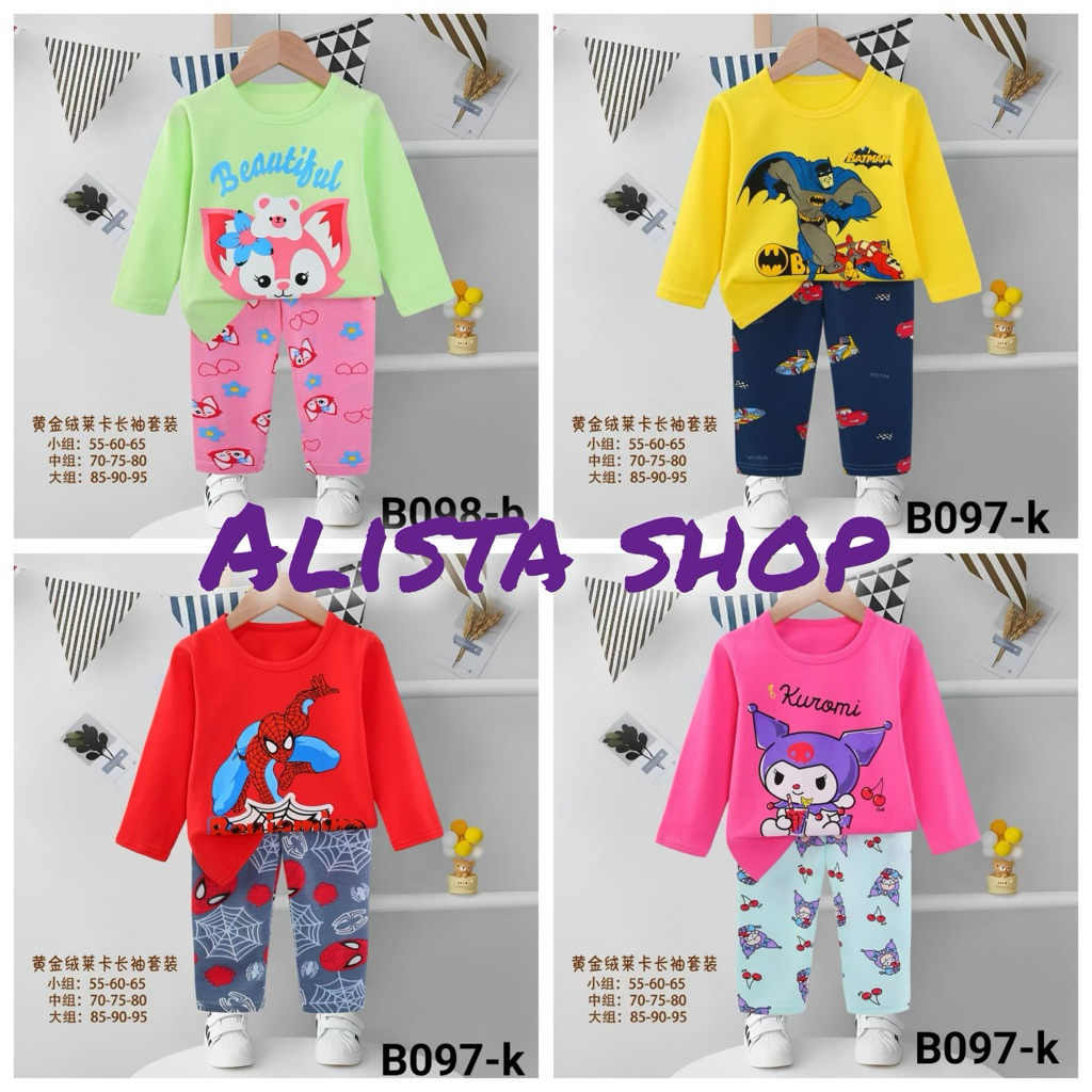 17.PP 4-6T  SETELAN PIYAMA ORGANIK ANAK CEWEK COWOK