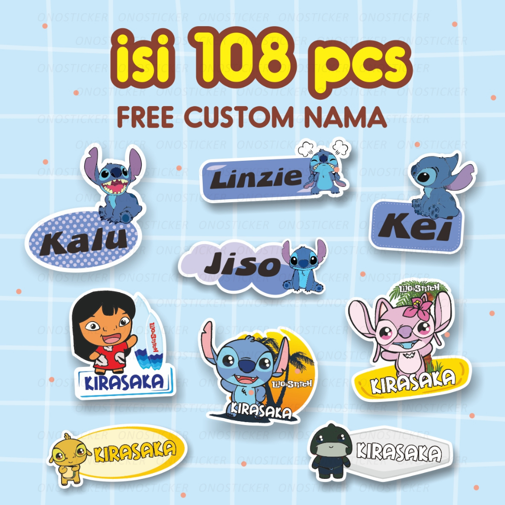 

[ Isi 108 pcs] Stiker Nama Waterproof Custom Nama