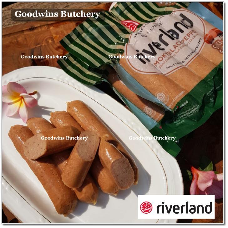 

Sosis hotdog Riverland SMOKY BLACKPEPPER LADA HITAM frozen sausage 5" 13cm, 5pcs 360gr