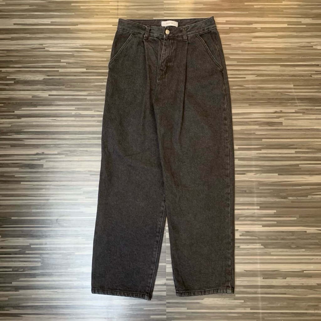celana panjang denim pants baggy jeans the stori blackwash second original