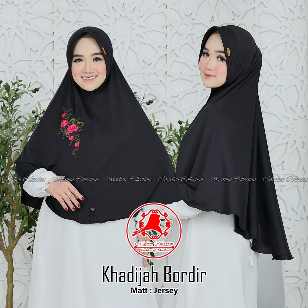 Khimar Bordir Jersey Adem | Hijab Syari Elegan | Khimar Bordir Bunga Terbaru