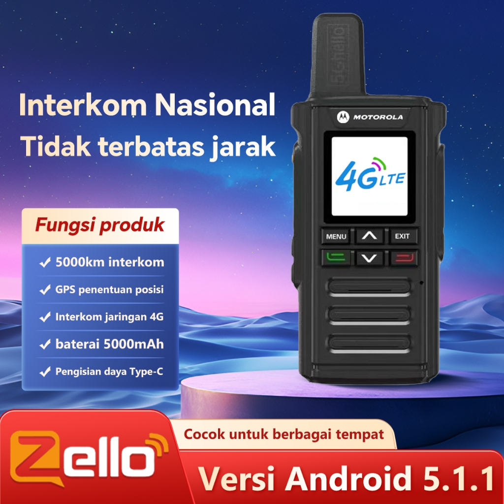 HT Motorola Zello Handy Talkie T99 Walkie Talkie Outdoor Bluetooth/Wi-Fi GPS posisi 5000MAH Type-C c