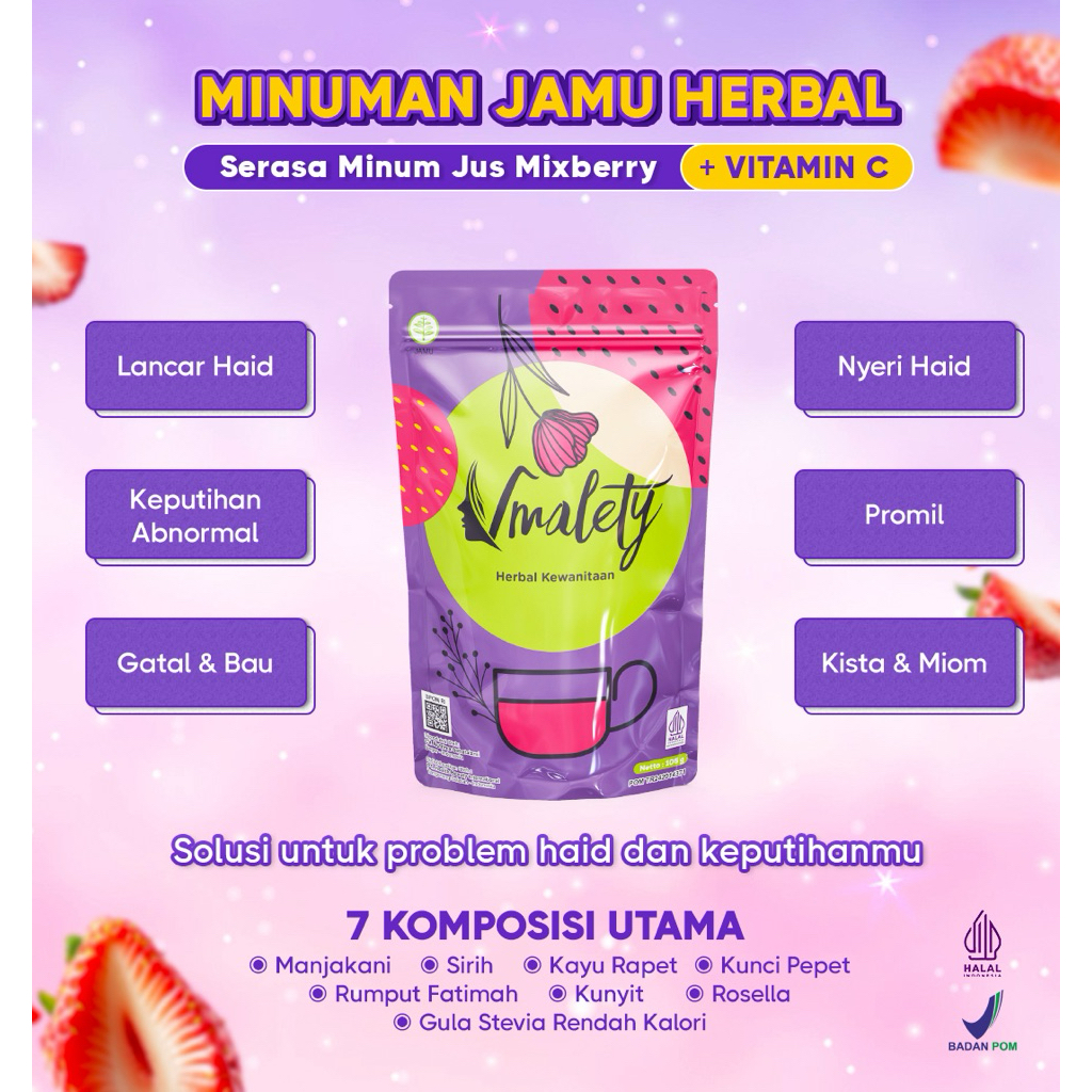

Vmalety - Minuman serbuk herbal kewanitaan rasa mixberry| mengatasi siklus haid tidak lancar | sakit nyeri haid | keputihan | promil | dan masalah kewanitaan lainnya