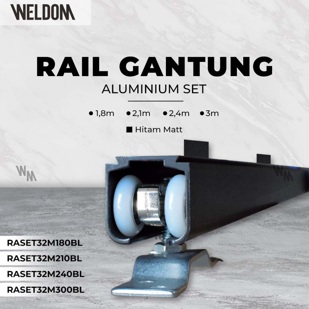 WELDOM RAIL ALUMINIUM SLIDING REL PINTU KAYU ALUM GESER GANTUNG