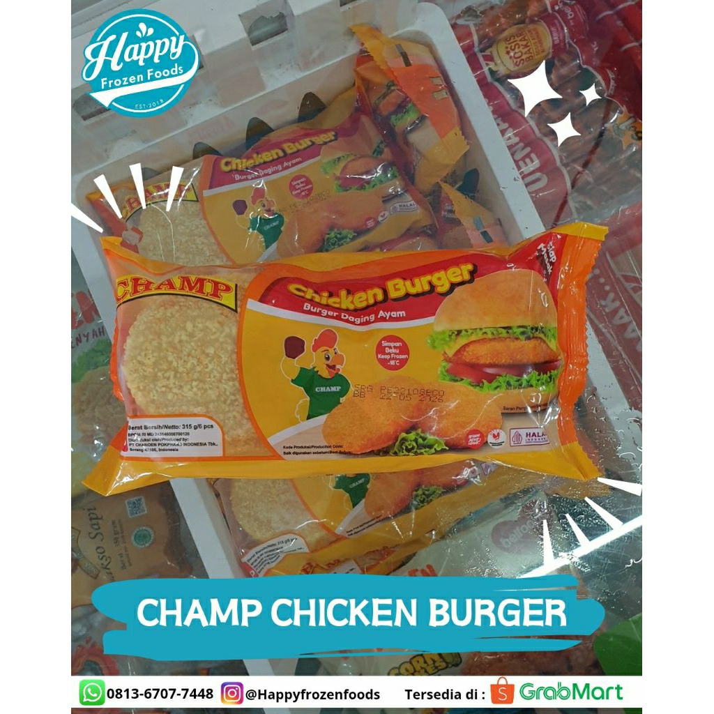 

CHAMP CHICKEN BURGER | HAPPY FROZEN FOODS PALEMBANG