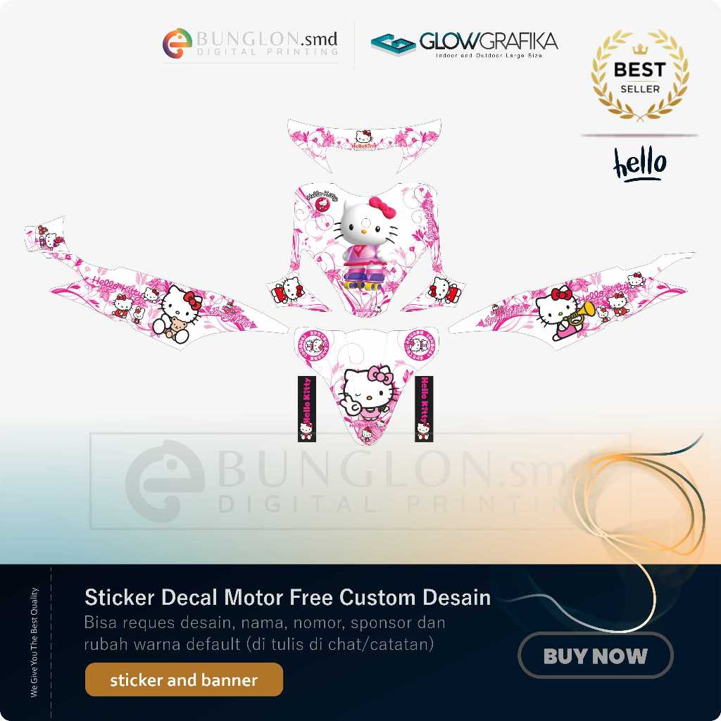 DECAL STIKER MOTOR CUSTOM YAMAHA MIO SPORTY EDISI HELLO KITTY