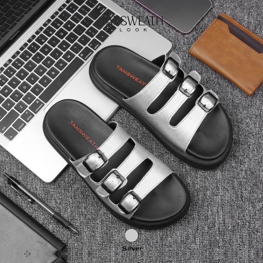TANSWEATH Sandal Selop Wanita Terbaru Original Silver Ukuran 36-40