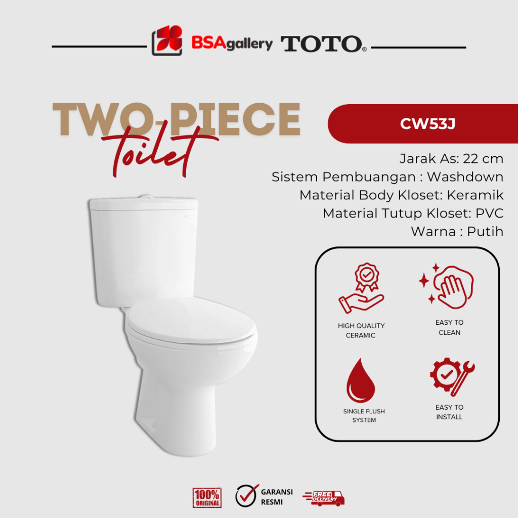 KLOSET DUDUK TOTO + JET SHOWER LENGKAP TINGGAL PASANG + TEE KLOSET