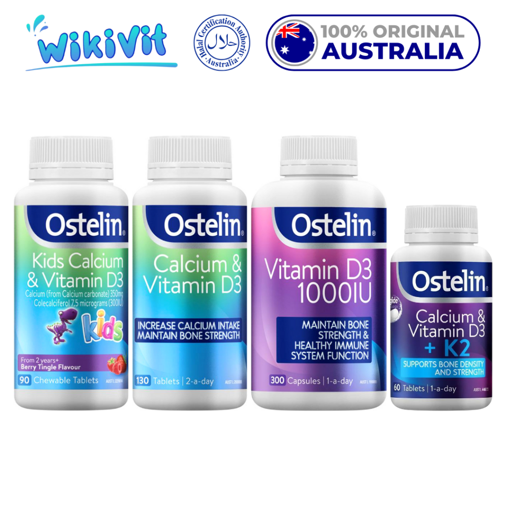 OSTELIN Calcium & Vitamin D3 130 / 300 Tablets / Vit D3 1000IU 1000 IU Capsules Kapsul / Cal-DK2 60 