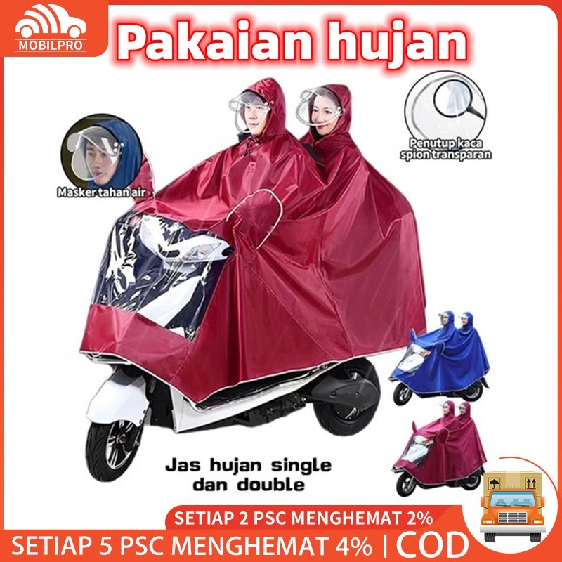 MANTEL HUJAN 2 KEPALA JAS HUJAN MOTOR DUA ORANG JUMBO FULL BODY MOTOR DOUBLE PONCO 2 KEPALA FULL