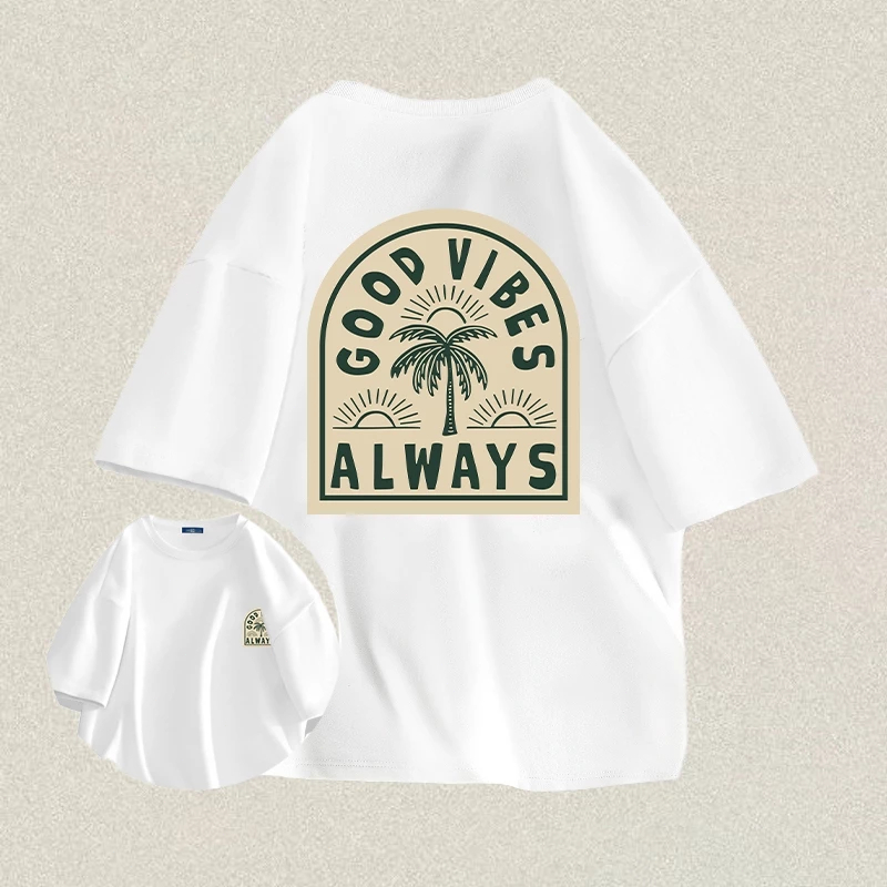 Kaos T-shirt Pria | Kaos Sablon “ GOOD VIBES ” | Kaos Distro Oversize Pria Premium | Baju Kaos Overs