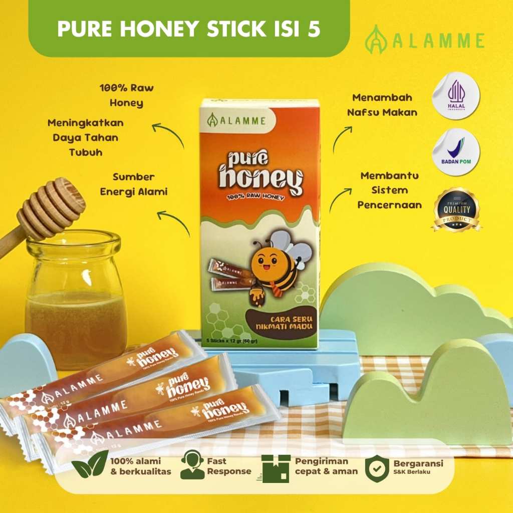 

Alamme - Pure Honey Stick 5 pcs Madu Randu Murni Travel Friendly