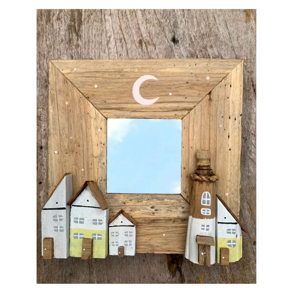 (Dua Musim) pigura Bingkai ornamen lukisan dinding kayu jati rustic painted