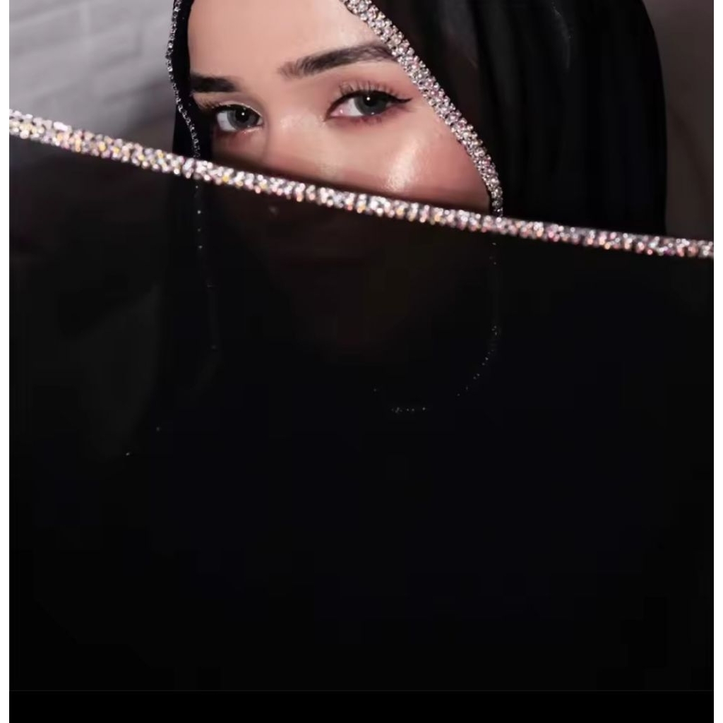 Khimar Abaya Payet Dubai Hijab Jilbab Blink Scarf Mewah Pesta 70x180 Pashmina