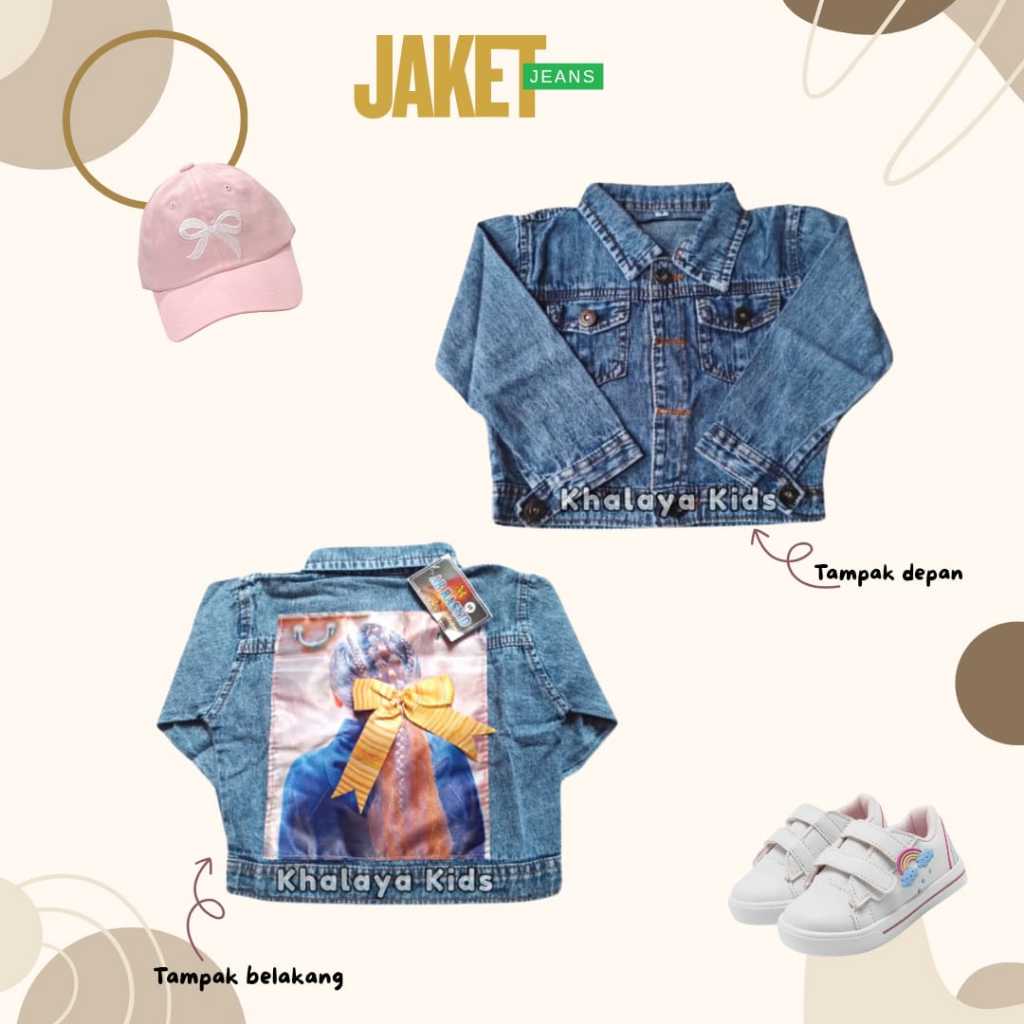 KHALAYA KIDS - JAKET JEANS ANAK PEREMPUAN - JAKET JEANS ANAK PEREMPUAN MOTIF 3D USIA 2-4 TAHUN