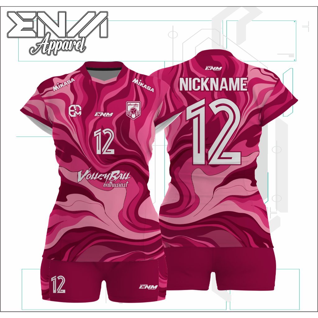 Jersey volly cewek KARIN custom baju volly cewek full print set jersey voli cutting cewek feminim