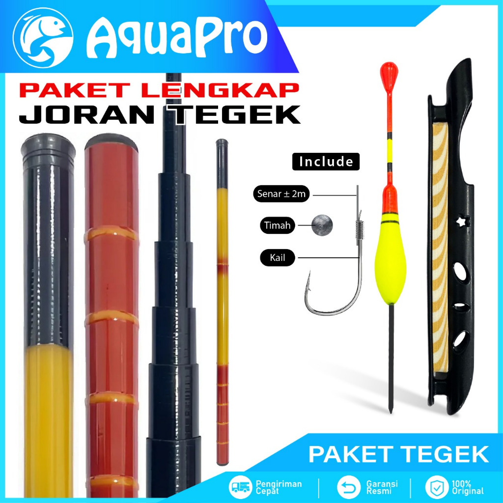 1 Set Paket Lengkap Joran Tegek Lipat Portable Joran Tegek Teleskopik dengan Kail Timah Pelampung