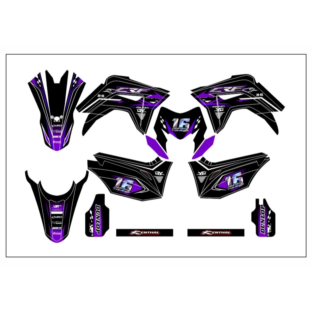 decal crf full body hitam list ungu keren cutting hologram