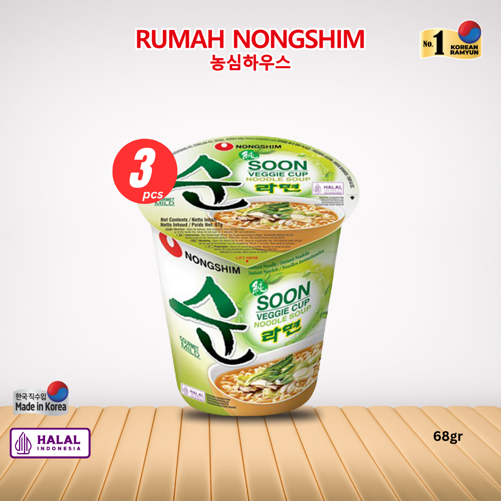 

Bundling TIGA - Nongshim Soon Veggie CUP Noodle Soup [67 gram x 3 pcs]