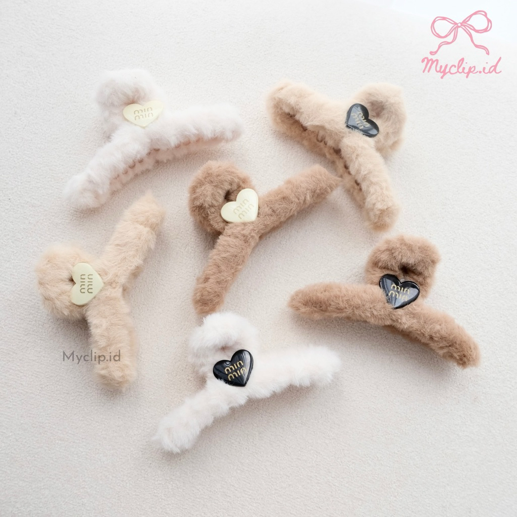 Myclip.id - Korean Furry Fluffy Miu Miu Hair Claw / Furry Headband / Jepitan Rambut Korea Jumbo / Je