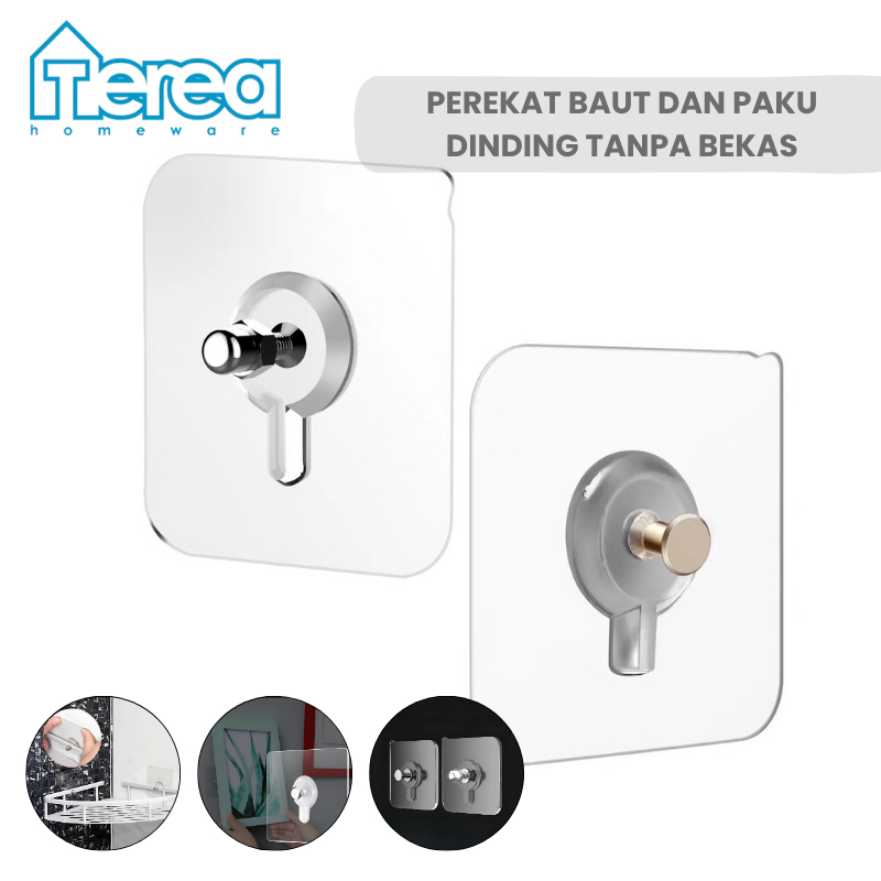 TEREA Perekat Baut Dinding Tanpa Bor dan Paku Tanpa Bekas / Gantungan Baut Tempel Hook Tanpa Bor