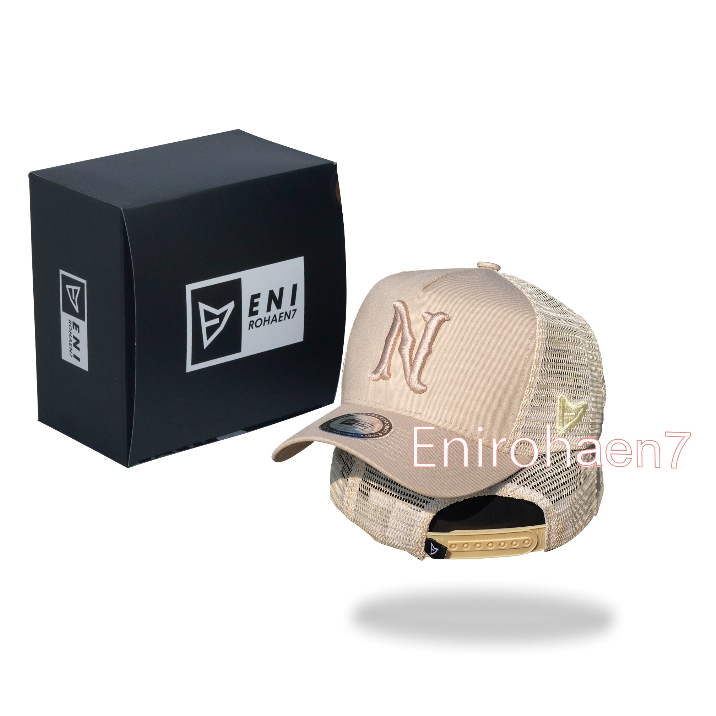 E7 Topi Inisial N Topi trucker Topi Logo N Topi Huruf N CREAM