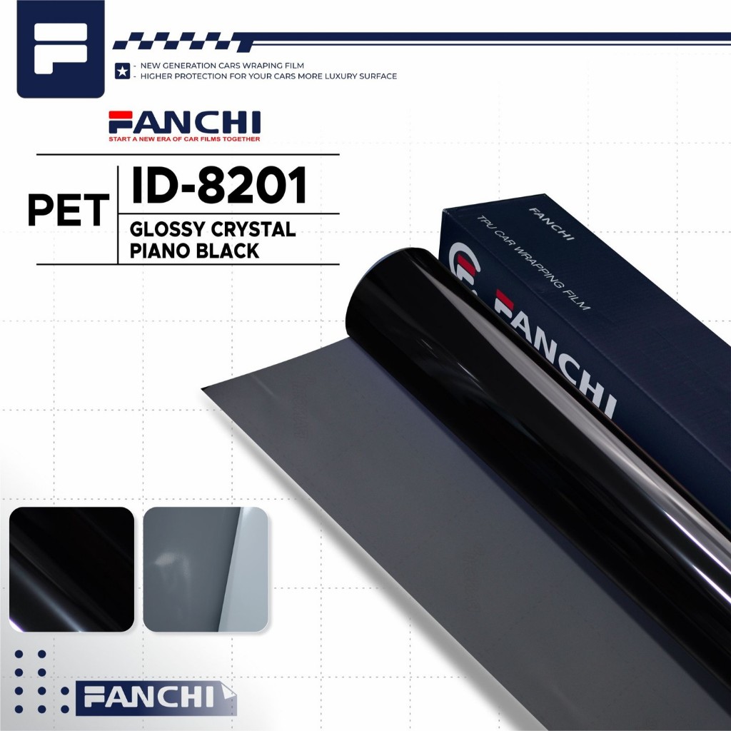 50cm Sticker  FANCHI ID-8201 Glossy Crystal Piano Black PET per 50cm