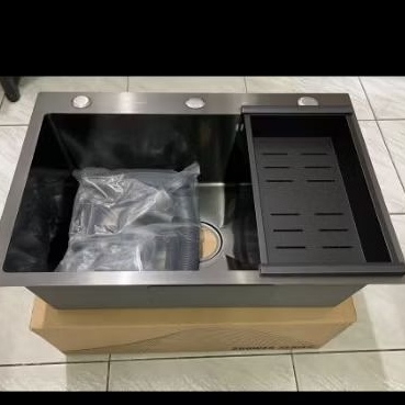 Kitchen Sink 6045 Stainless Stell Black / Bak Cuci Piring 1 Lubang  stainless - Sink Only