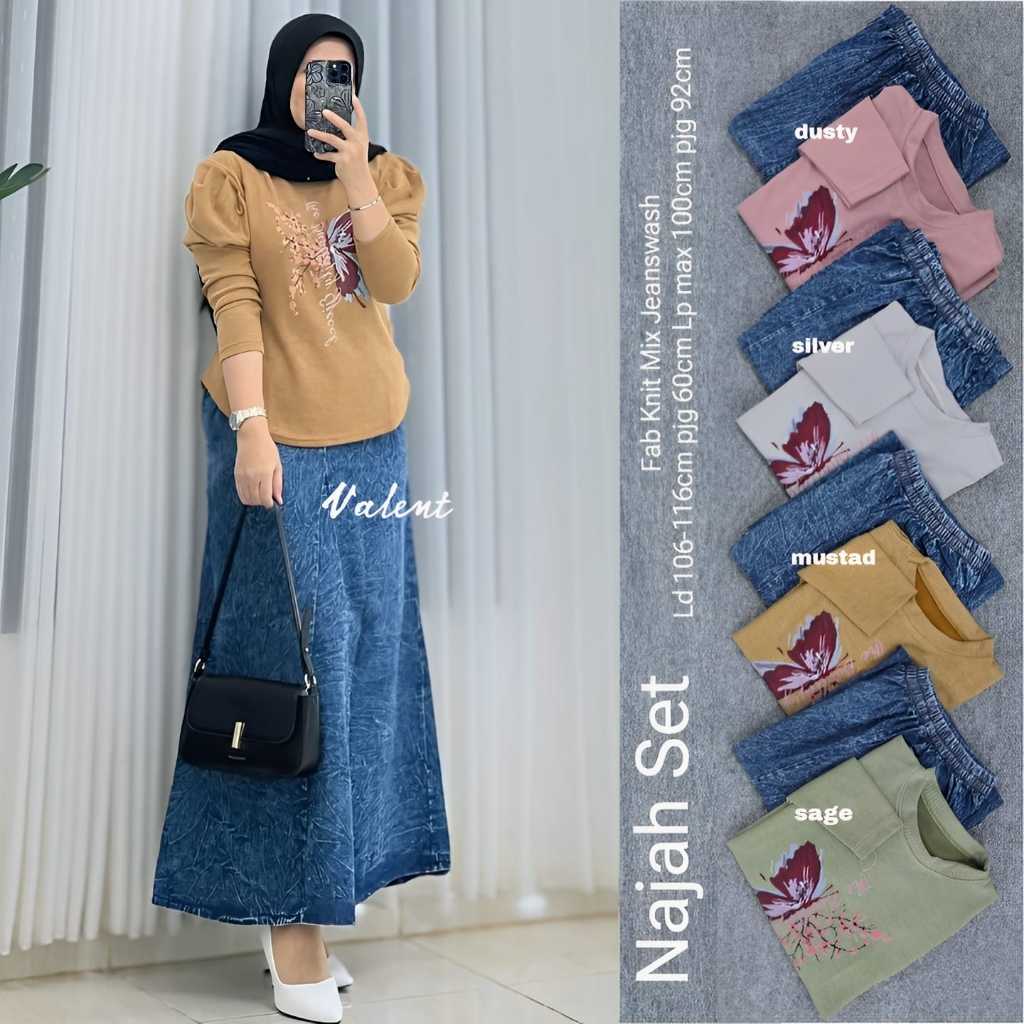 Setelan Rok Polos Ld 110 Kaos Najah One set Kekinian