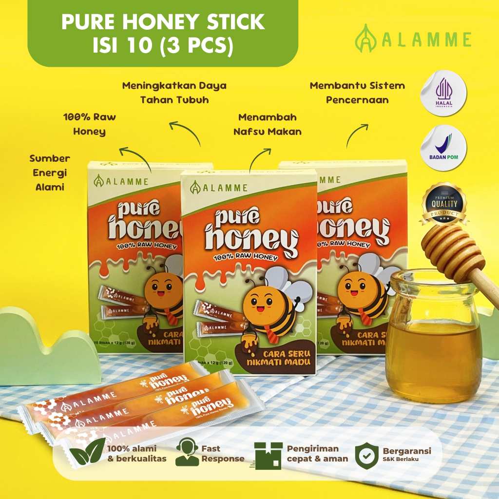 

Alamme Pure Honey Stick 10 pcs 3 Box Madu Randu Murni Travel