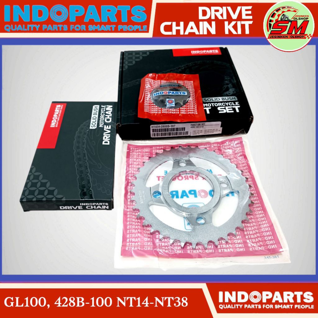 Gear Set Gir Paket Std Honda GL100 Indoparts 428SB-100/14-38