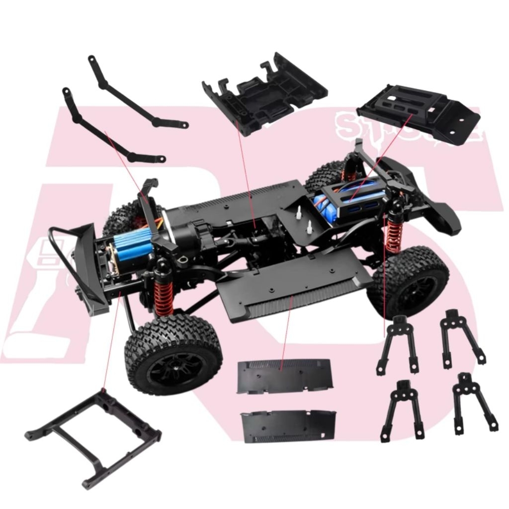 Part original kit bawaan untuk MN128 MN86K/S RC 1:12 skidplate shock tower body post