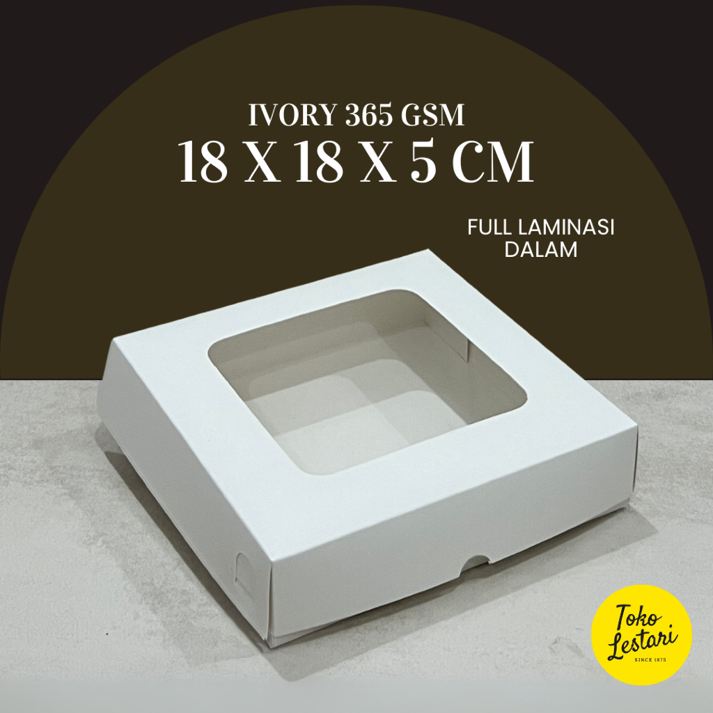 

Box Ivory Putih Laminasi Jendela Untuk Kotak Kue Roti Snack Pizza Hampers 18x18x5 CM