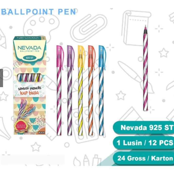 

Pen Bolpen ulir NEVADA Warna Hitam 1 Pcs