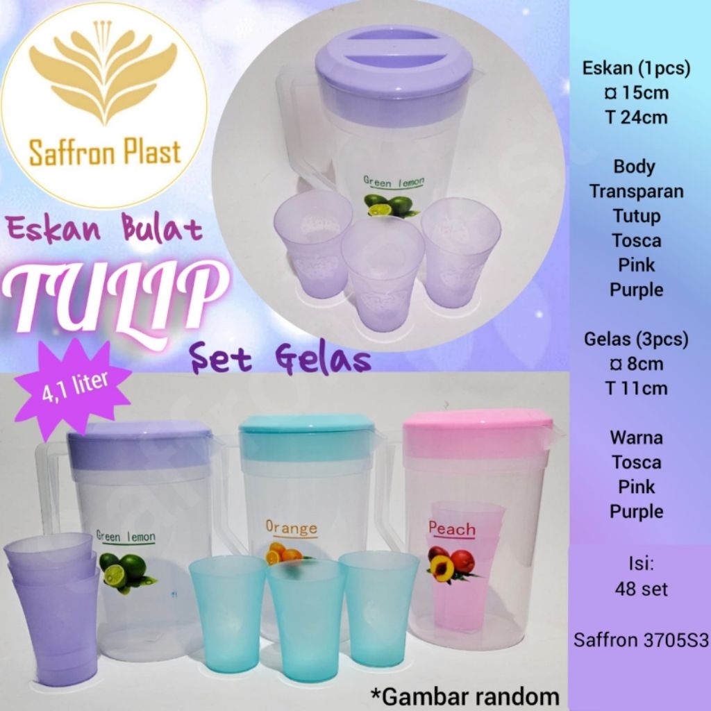 Eskan air/teko plastik jumbo tulip lemony