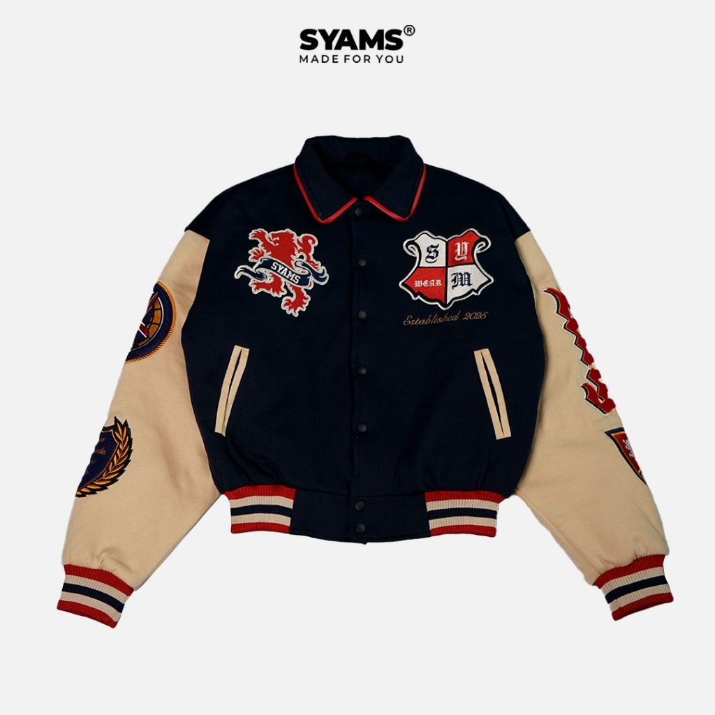 SyamsWear Jaket Varsity King's Legacy Jaket Embroidery Flecee 330 GSM