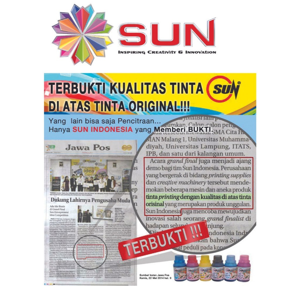 Tinta Pigment Printer Canon / Hp - Sun Black Pigment Ink 100 Ml Tbk
